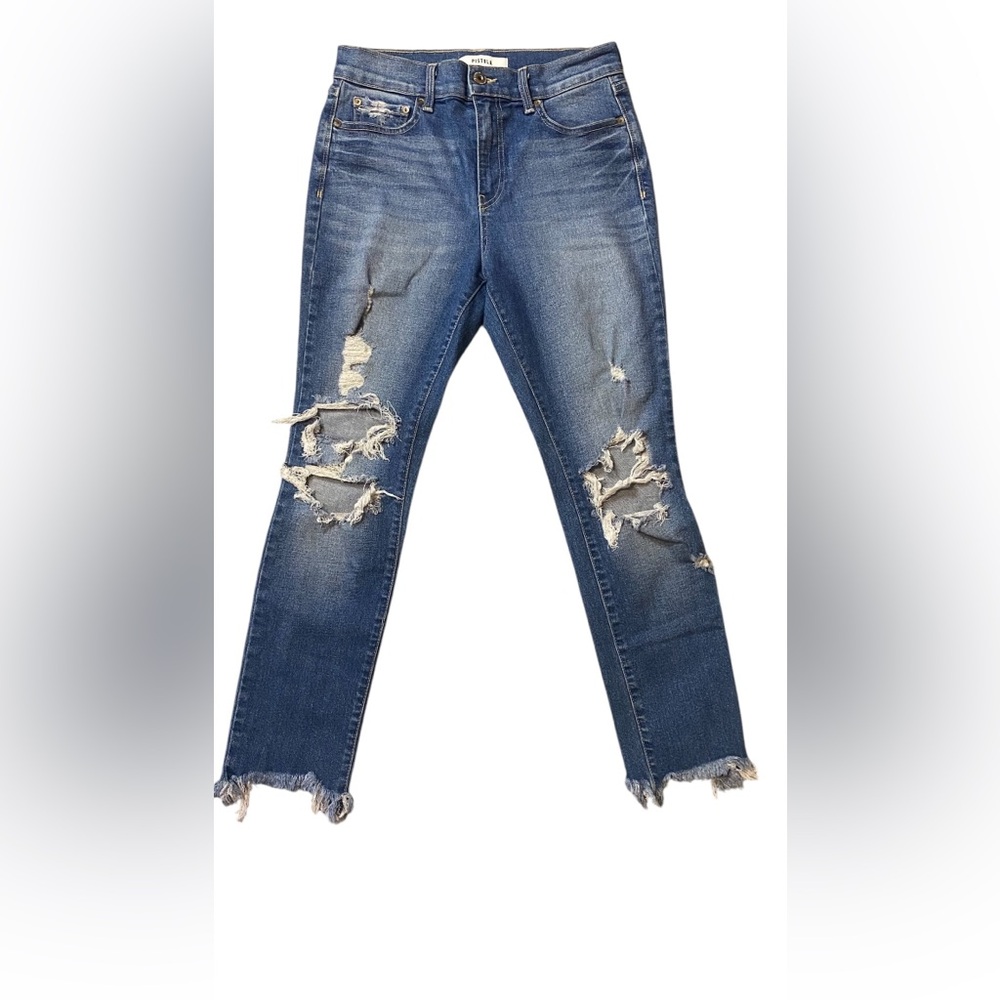 Pistola Y2K Monroe Distressed Cropped Skinny Jeans Raw Hem Denim Size 27